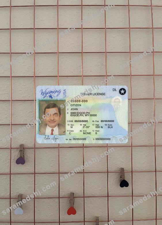 USA Wyoming state driving license template in PSD format, with all fonts (2020 – present) photolook FRONT
